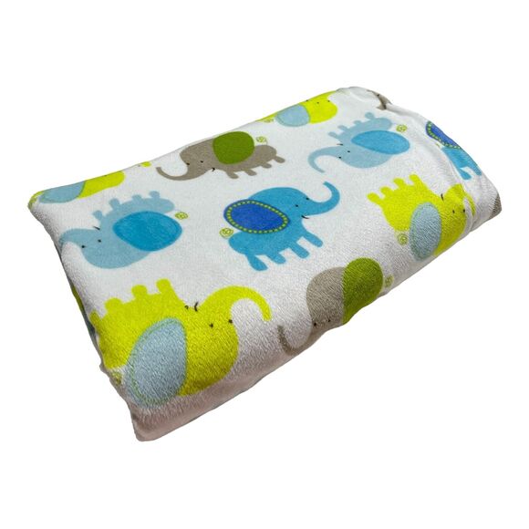 Elephant Baby Blanket Sherpa Green Blue Gray Sam Salem & Son Blankets & Beyond - Picture 4 of 6